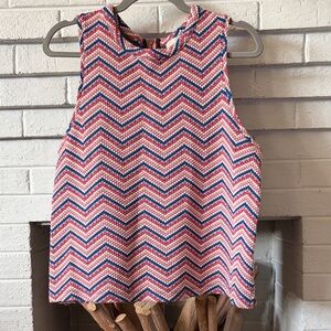 Chevron Knit Sleeveless Top - Pink, Blue & White